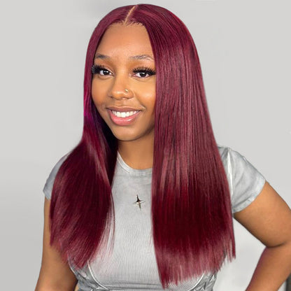 Arabella 6x5 invisible knots Glueless Burgundy Straight Wig Pre-cut Lace Beginner Friendly
