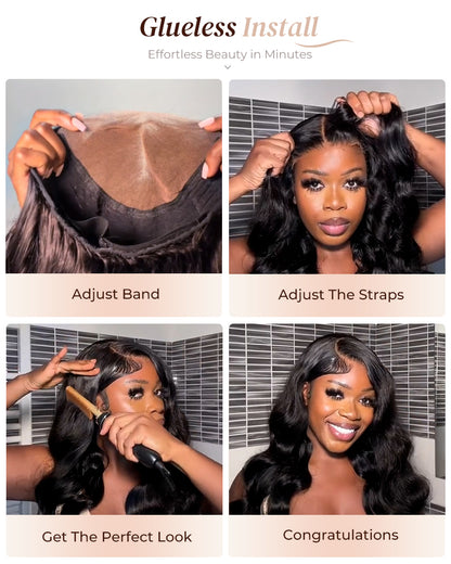 Arabella 6x5 invisible knots Glueless Loose Body Wave Wig Pre-cut Lace Natural Black Beginner Friendly