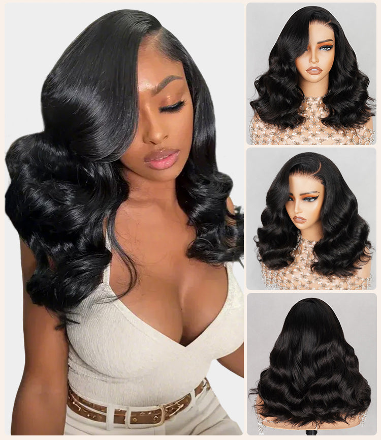 Collage of Salon Grade Wig on Mannequin and Model