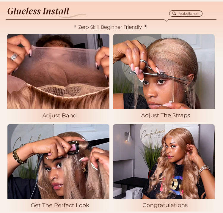 Woman Show How to Wear Ash Honey Blonde Human Wig