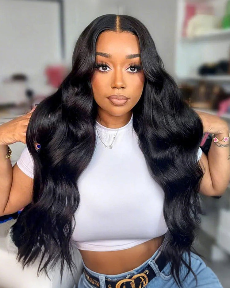 Arabella 6x5 invisible knots Glueless Loose Body Wave/Water Wave/Jerry Curly Wig Pre-cut Lace Natural Black Beginner Friendly
