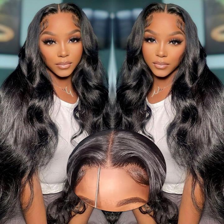 Arabella 13x4 Frontal Lace Body Wave/Silky Straight Wig Invisible Knots Natural Black Realistic Hairline