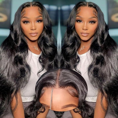 Arabella 13x4 Frontal Lace Body Wave/Silky Straight Wig Invisible Knots Natural Black Realistic Hairline