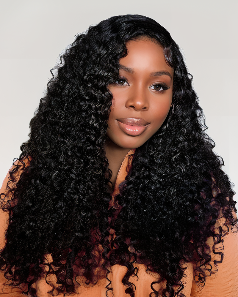 Arabella 6x5 invisible knots Glueless Jerry Curly Wig Pre-cut Lace Natural Black Beginner Friendly 26