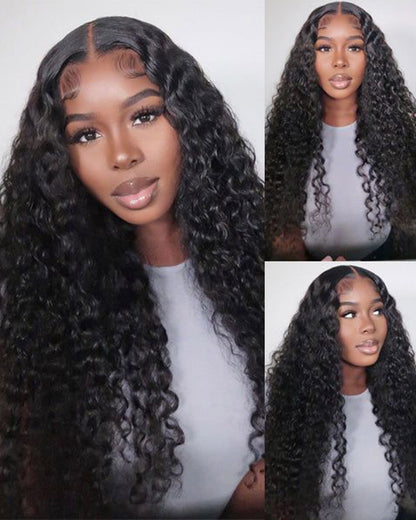 000Jerry Curly Natural Black Easy-Wear Glueless 6x5 Pre-Cut Lace Closure Human Hair Wig