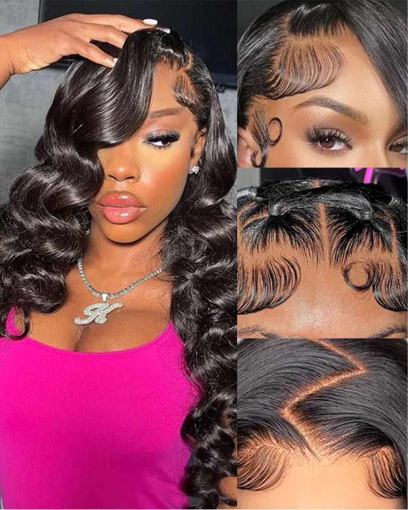 Arabella 6x5/13x4 Lace Glueless Loose Deep Wave Wig Pre-cut Lace Natural Black Beginner Friendly
