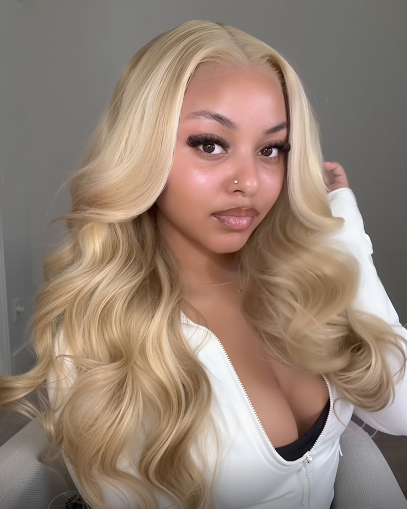 Arabella 13x6 Three-Go™ Blonde Khaki Highlight Glueless Loose Body Wave With Drawstring 100% Human Hair Wig