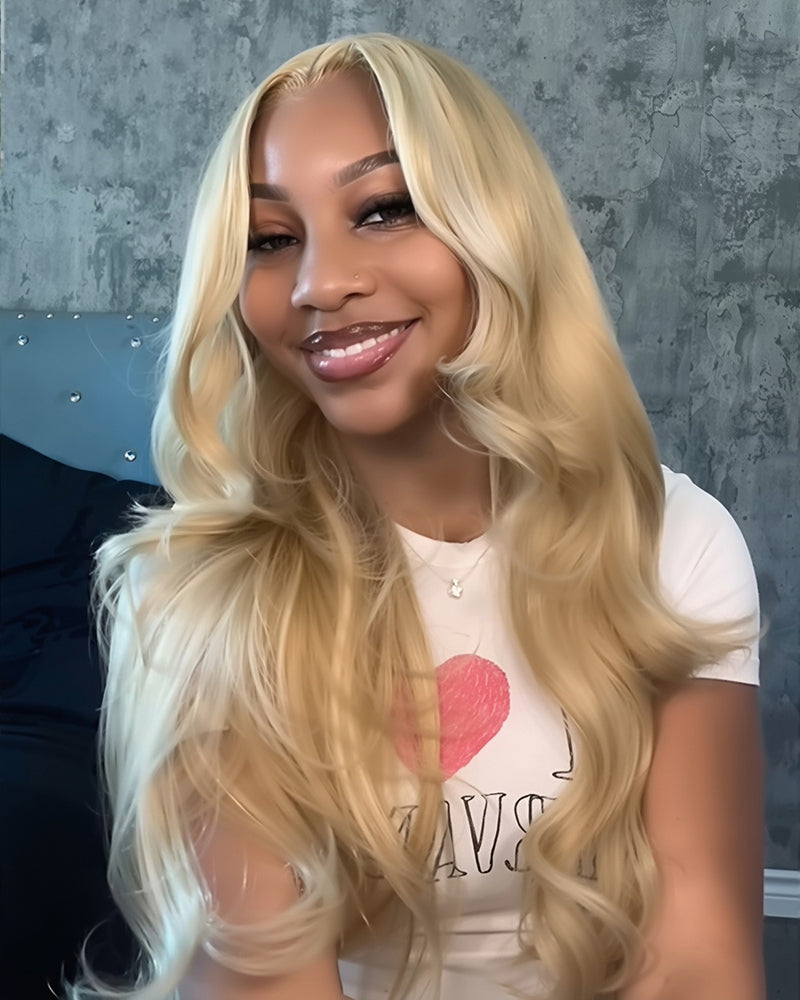 Arabella 13x6 Three-Go™ Blonde Khaki Highlight Glueless Loose Body Wave With Drawstring 100% Human Hair Wig