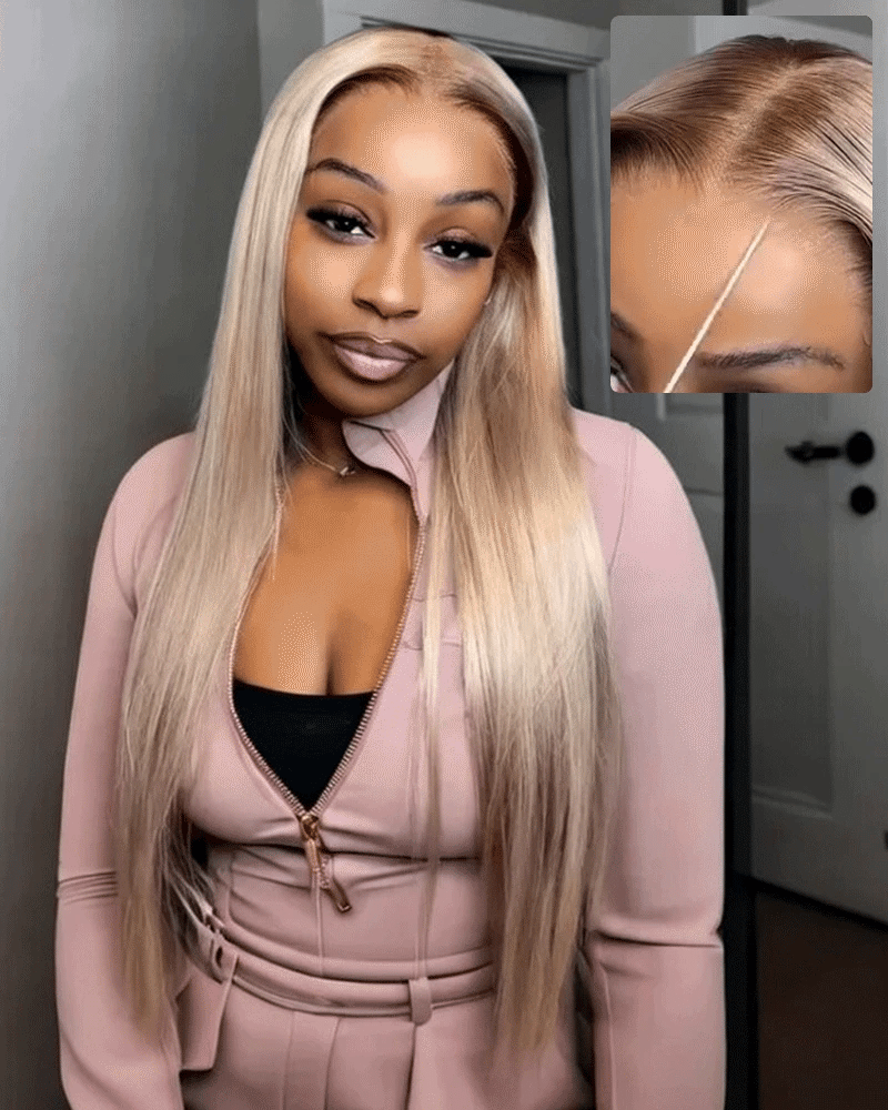 【$299 = 2 WIGS】Arabella 13x6 Three-Go™ Ash Blonde Ombre Glueless Wig Silky Straight With Drawstring 100% Human Hair Wig