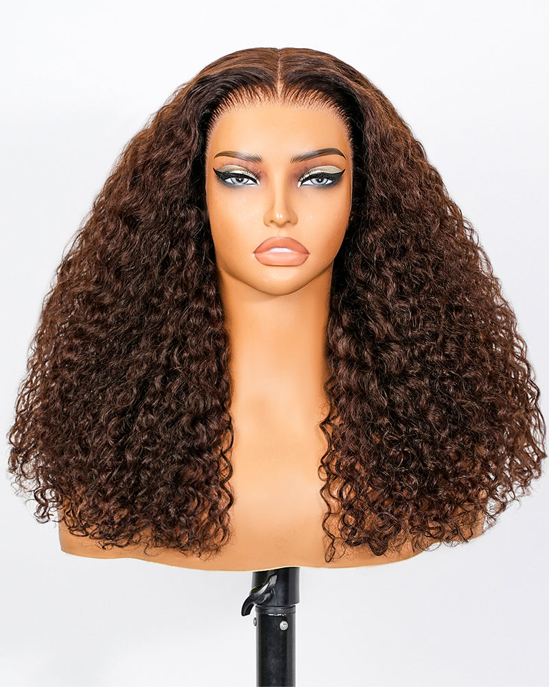 Arabella 13x6 Three-Go™ Chocolate Brown Glueless Wig Water Wave With Drawstring 100% Human Hair Wig