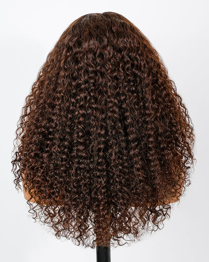 Arabella 13x6 Three-Go™ Chocolate Brown Glueless Wig Water Wave With Drawstring 100% Human Hair Wig