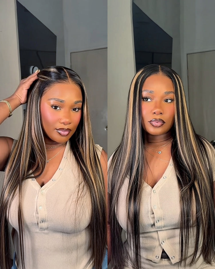 【$299 = 2 WIGS】Arabella 13x6 Three-Go™ Balayage Highlight Glueless Wig Silky Straight With Drawstring 100% Human Hair Wig