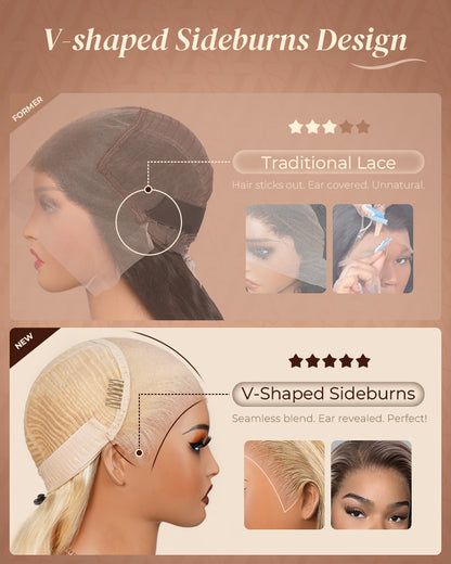 Arabella 13x6 Three-Go™ Blonde Khaki Highlight Glueless Loose Body Wave With Drawstring 100% Human Hair Wig