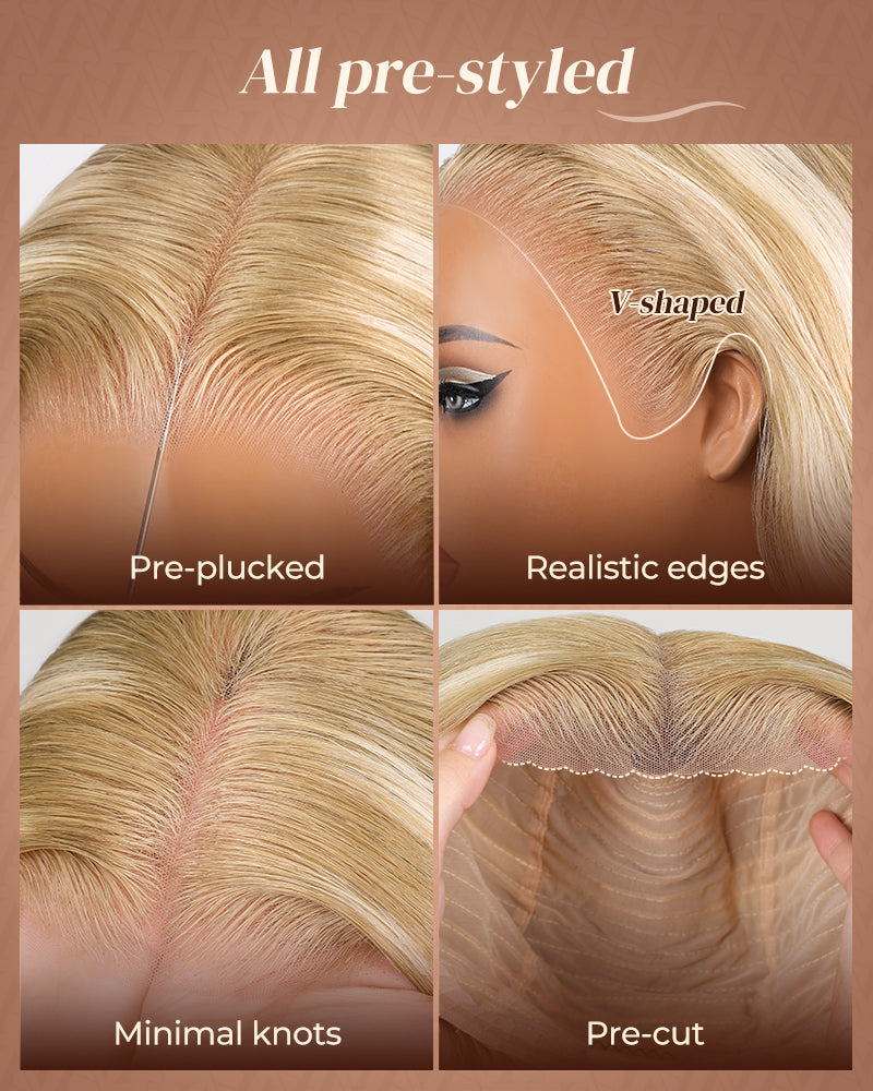 Arabella 13x6 Three-Go™ Blonde Khaki Highlight Glueless Loose Body Wave With Drawstring 100% Human Hair Wig