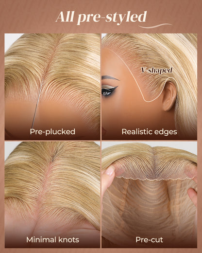 Arabella 13x6 Three-Go™ Blonde Khaki Highlight Glueless Loose Body Wave With Drawstring 100% Human Hair Wig