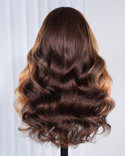 Arabella 13x6 Three-Go™ Chocolate Brown Skunk Stripe Glueless Wig Body Wave With Drawstring 100% Human Hair Wig