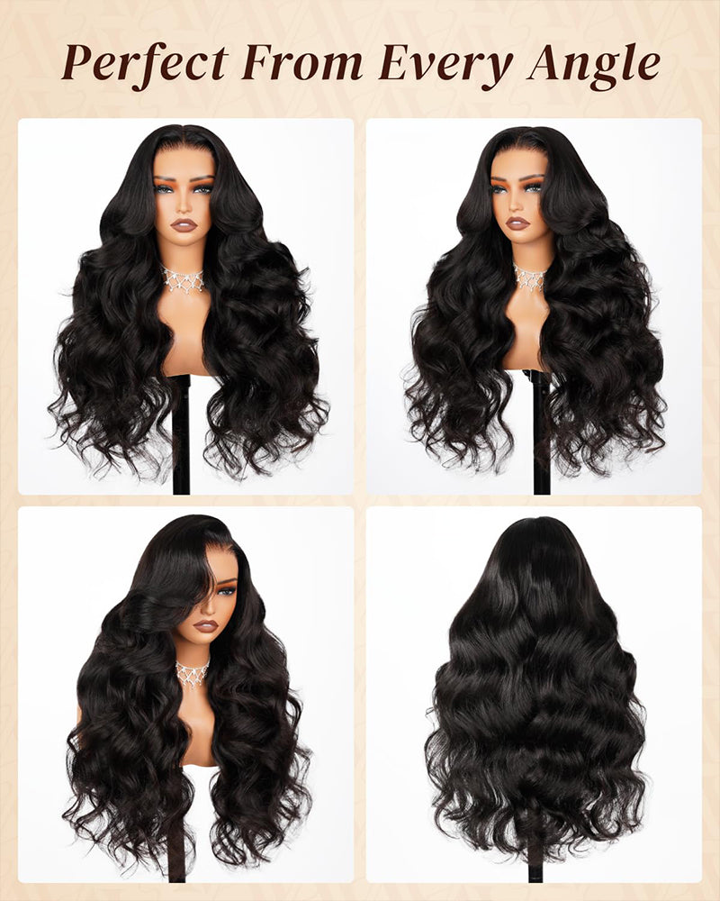 Arabella 13x6 Three-Go™ Glueless Wig Body Wave With Drawstring Natural Black 100% Human Hair Wig