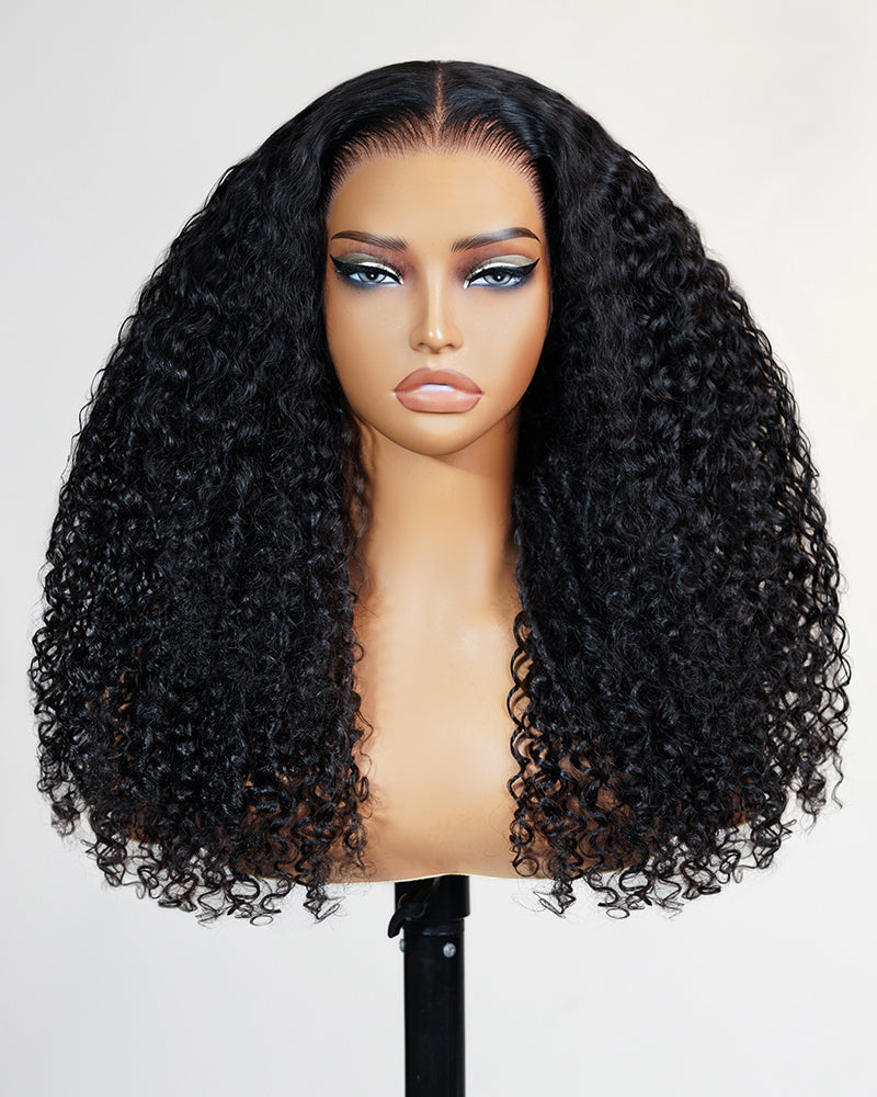 Arabella 13x6 Three-Go™ Glueless Wig Jerry Curly With Drawstring Natural Black 100% Human Hair Wig