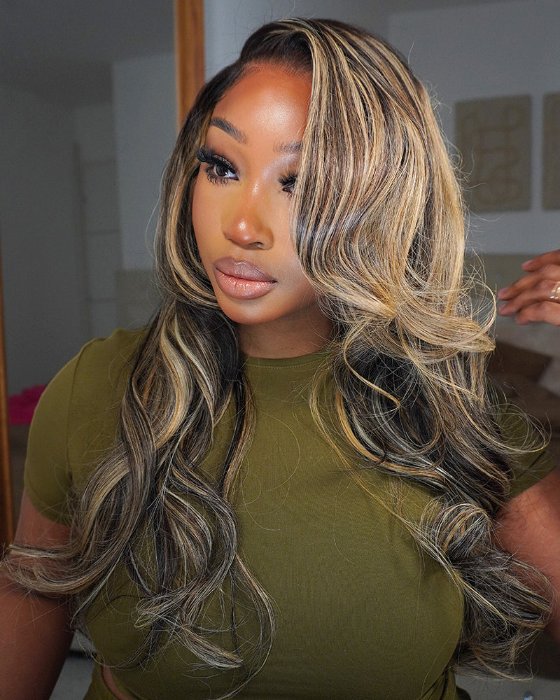 Arabella 6x5/13x6 Glueless Wig Ombre Platinum Blonde Balayage Highlights Loose Body Wave Wig Pre-cut Lace Beginner Friendly