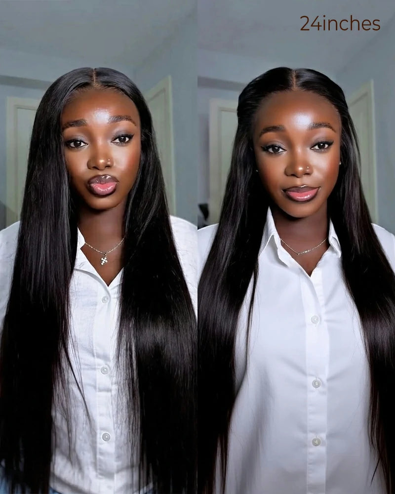 Arabella 13x6 Three-Go™ Glueless Extra Long Wig Silky Straight With Drawstring Natural Black 100% Human Hair Wig