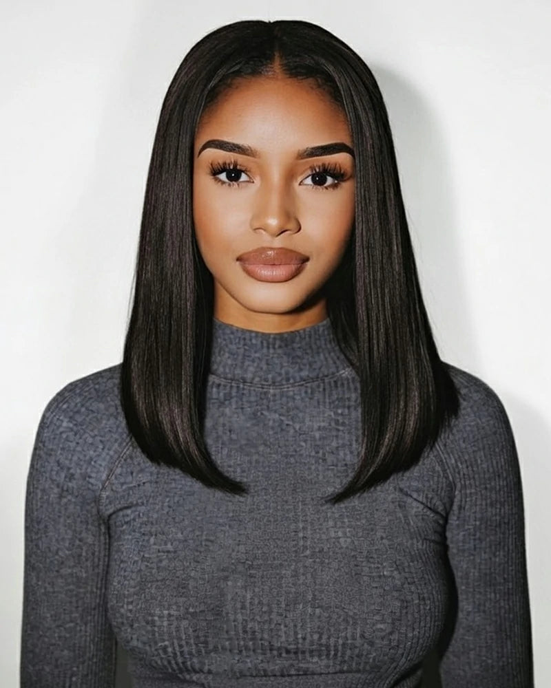 Arabella 13x6 Three-Go™ 250% Density Straight Bob Invisible Knots Natural Black Glueless Beginner Friendly