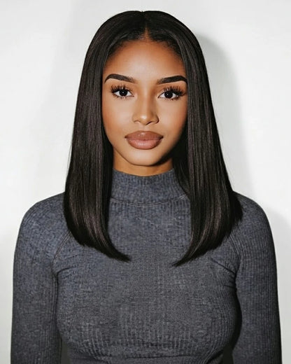 Arabella 13x6 Three-Go™ 250% Density Straight Bob Invisible Knots Natural Black Glueless Beginner Friendly