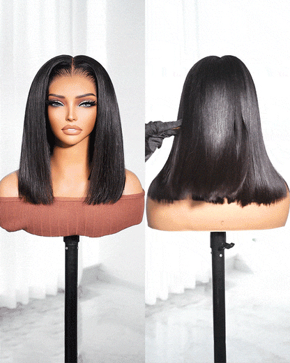 Arabella 13x6 Three-Go™ 250% Density Straight Bob Invisible Knots Natural Black Glueless Beginner Friendly Straight