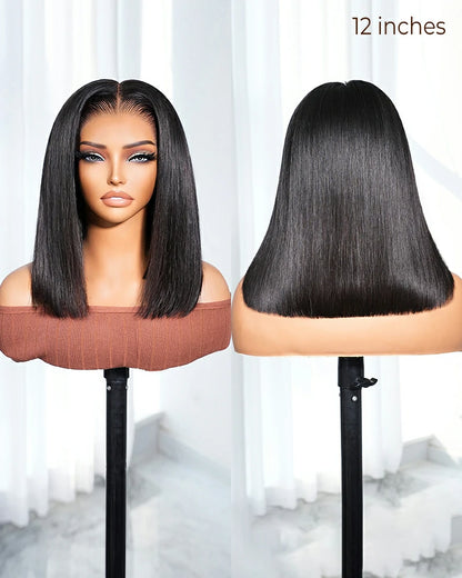 Arabella 13x6 Three-Go™ 250% High Density Straight Bob Invisible Knots Natural Black Glueless Beginner Friendly
