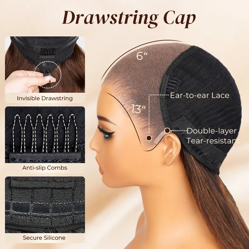Arabella Honey Blonde Highlighted Balayage 13x6 Glueless Wig Dark Roots Loose Body Wave 100% Human Hair Pre-Cut Beginner Friendly Lace Frontal Wig