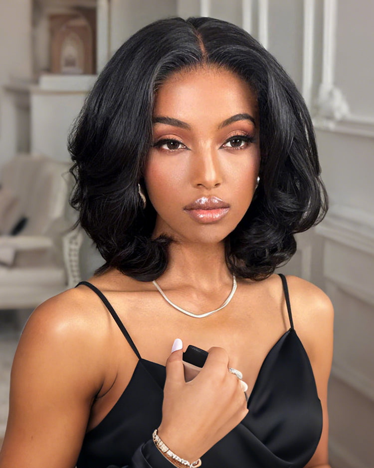 Arabella 6x5 invisible knots Glueless Loose Wave Bob Wig Pre-cut Lace Natural Black Beginner Friendly