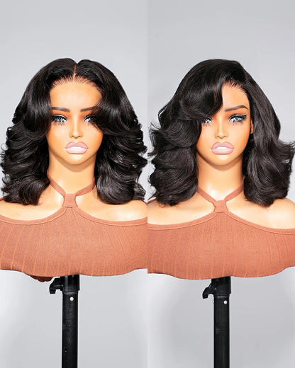 Arabella 6x5 invisible knots Glueless Loose Wave Bob Wig Pre-cut Lace Natural Black Beginner Friendly