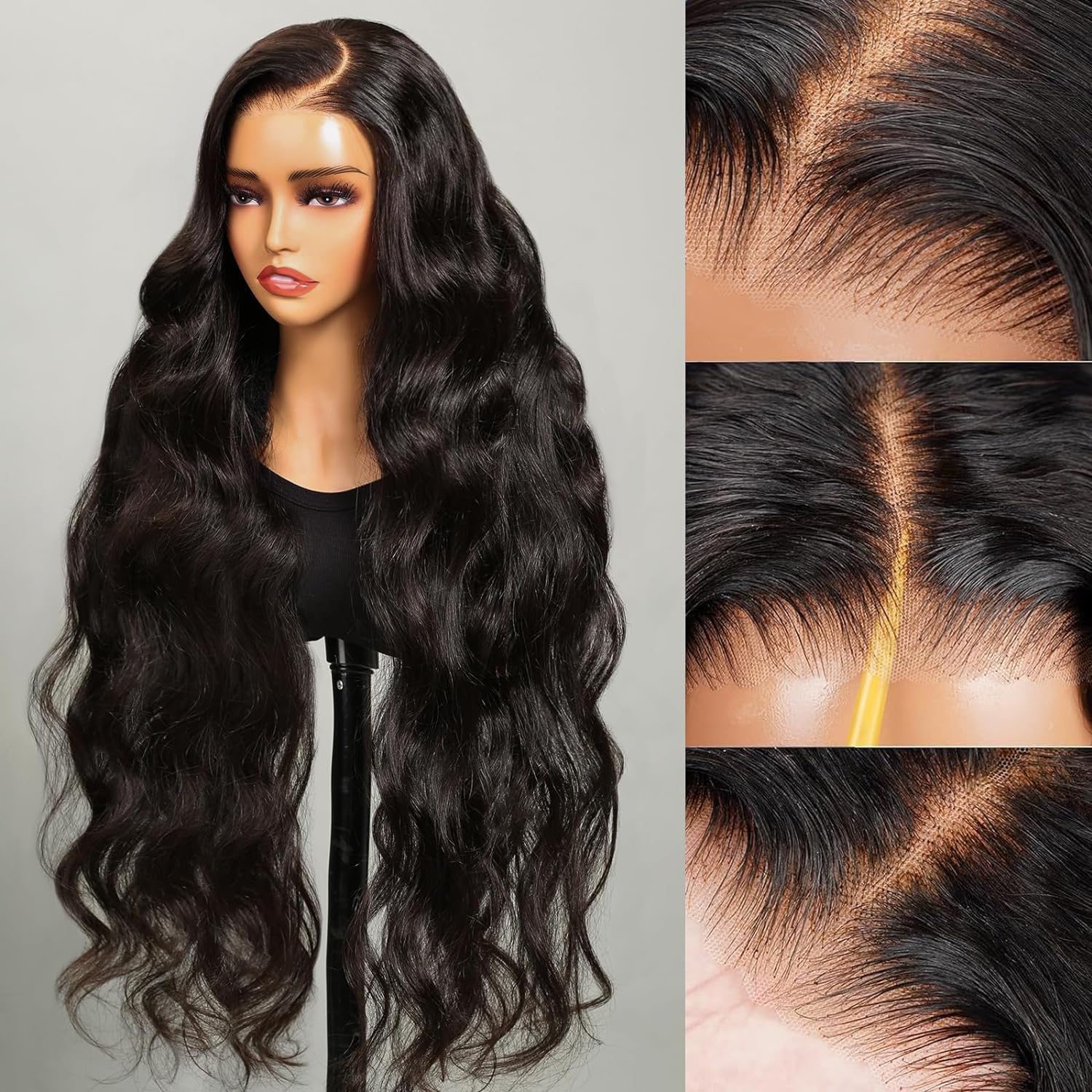 Arabella 【30&quot; Super Sale】 6x5 Invisible Knots Glueless &amp; 13x4 Lace Front Pre-Bleached Knots Natural Black Body Wave/Straight/Curly Human Hair Wig