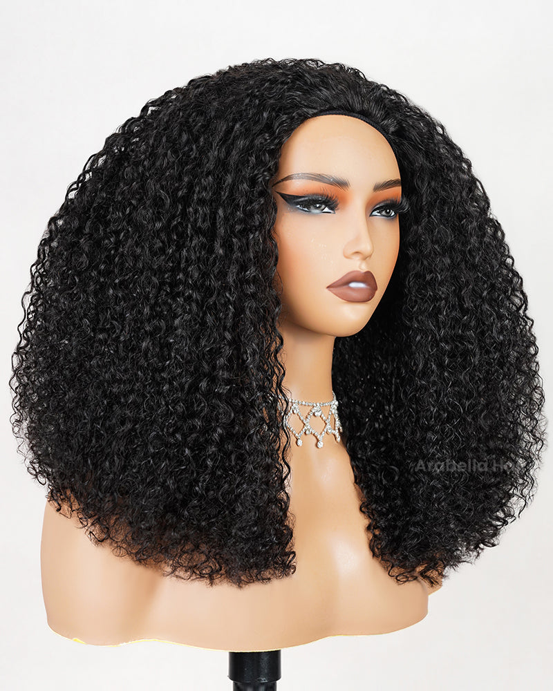 Arabella 3 In 1 Half Wig Glueless Jerry Curly Wig Invisi Drawstring Natural Black Endless Protective Styles