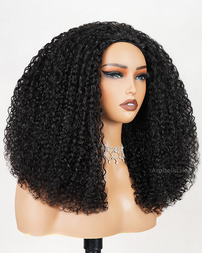 Arabella 3 In 1 Half Wig Glueless Jerry Curly Wig Invisi Drawstring Natural Black Endless Protective Styles