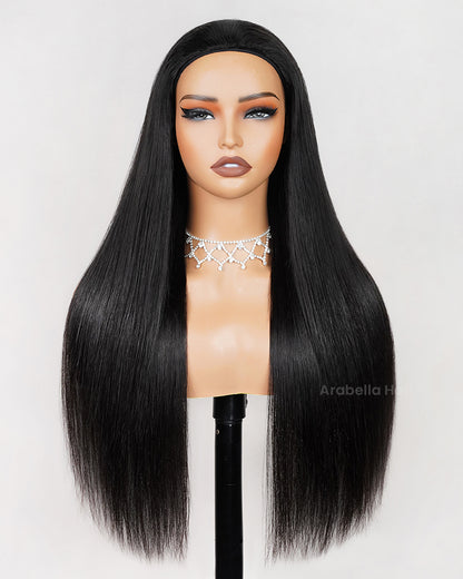 Arabella 3 In 1 Half Wig Glueless Silky Straight Wig Invisi Drawstring Natural Black Endless Protective Styles