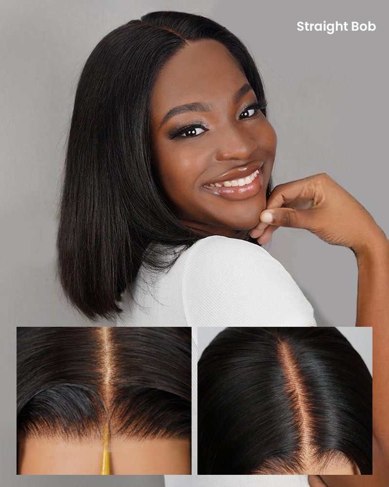 Arabella 6 Inches Deep Part Silky Straight Wig Middle Part Natural Black 100% Human Hair Wig
