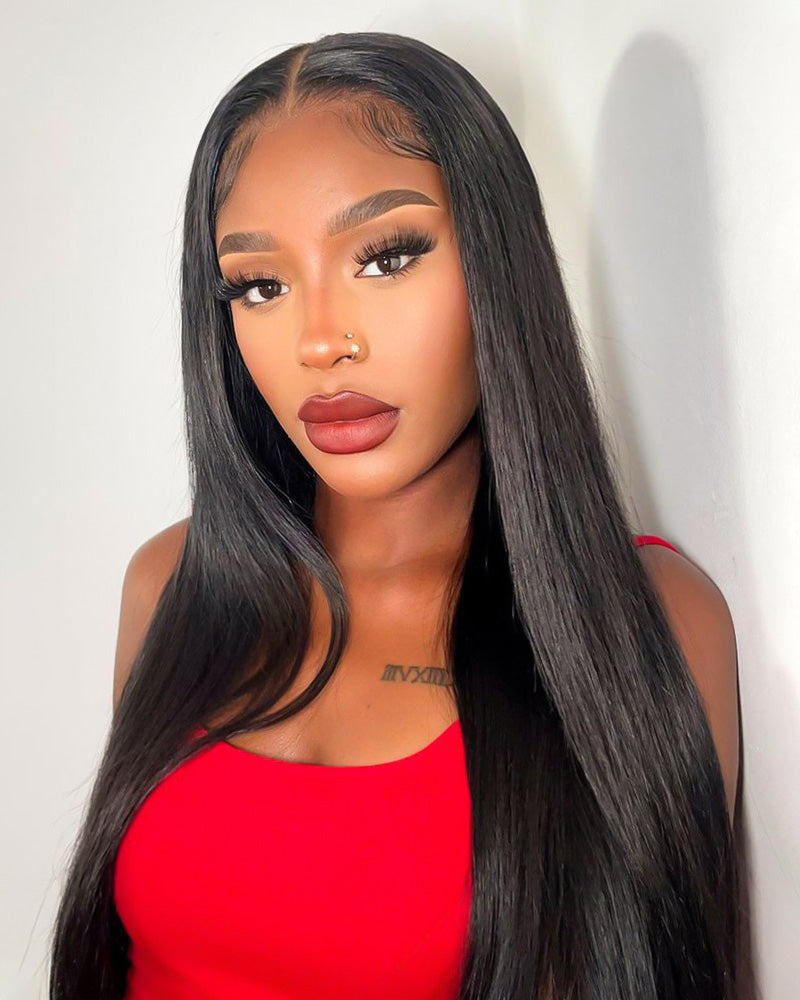 Arabella 6x5 invisible knots Glueless Silky Straight Wig Pre-cut Lace Natural Black Beginner Friendly