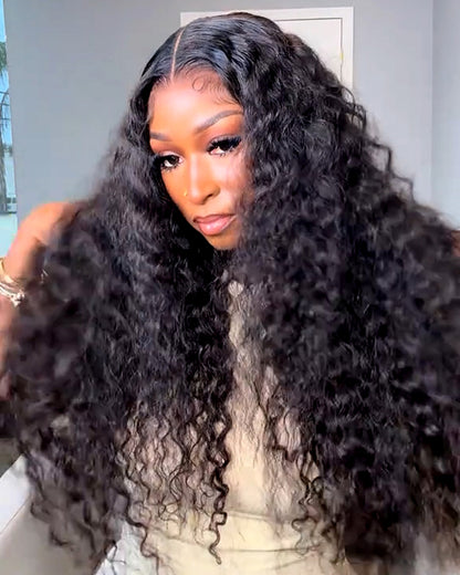 Arabella 13x6 Three-Go™ Glueless Wig Water Wave With Drawstring Natural Black 100% Human Hair Wig