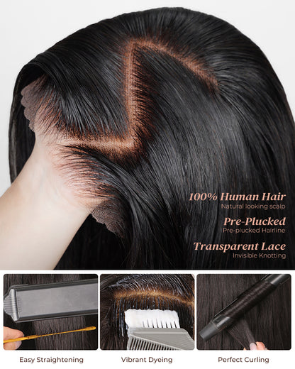 Arabella 6x5 invisible knots Glueless Loose Body Wave Wig Pre-cut Lace Natural Black Beginner Friendly