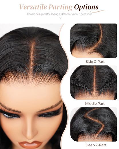 Arabella 6x5 invisible knots Glueless Loose Body Wave Wig Pre-cut Lace Natural Black Beginner Friendly