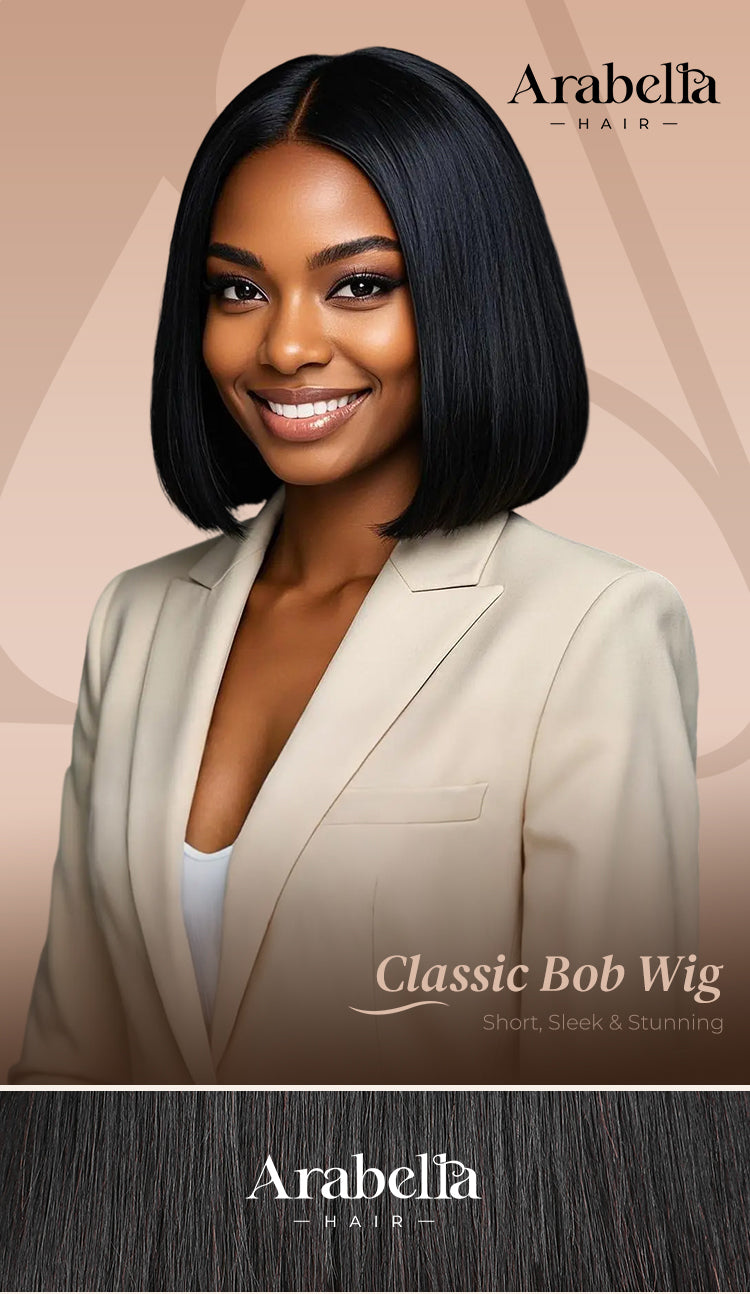 Poster Shows Model Wearing Black Bob Wig