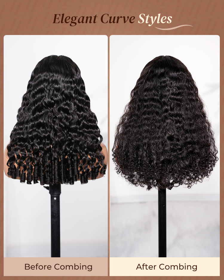 Arabella 3D Lace Half Wig Burmese Curly Wig Natural Black Breathable &amp; Security