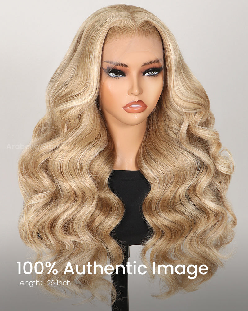 【$299 = 2 WIGS】Arabella 13x4 Frontal Lace Blonde Khaki Highlight Body Wave Wig Invisible Knots