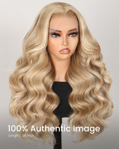 【$299 = 2 WIGS】Arabella 13x4 Frontal Lace Blonde Khaki Highlight Body Wave Wig Invisible Knots