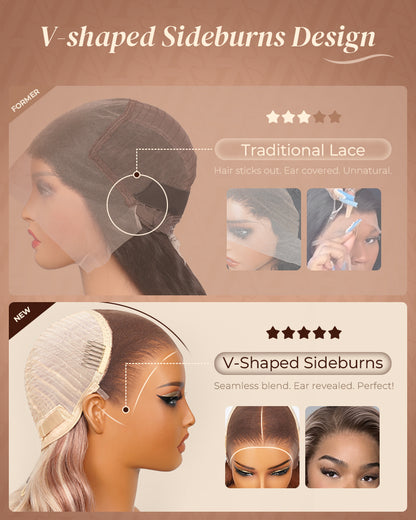 Arabella 13x6 Pre-All Glueless Ash Blonde Ombre Loose Body Wave/Silky Straight Wig Invisible Knots Realistic Hairline