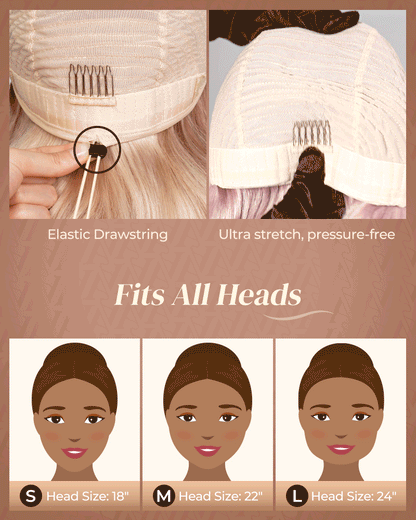 Arabella 13x6 Three-Go™ Rosy Pink Ombre Blonde Glueless Wig Loose Body Wave With Drawstring 100% Human Hair Wig