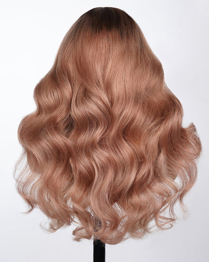 Arabella 13x6 Three-Go™ Rosy Pink Ombre Blonde Glueless Wig Loose Body Wave With Drawstring 100% Human Hair Wig