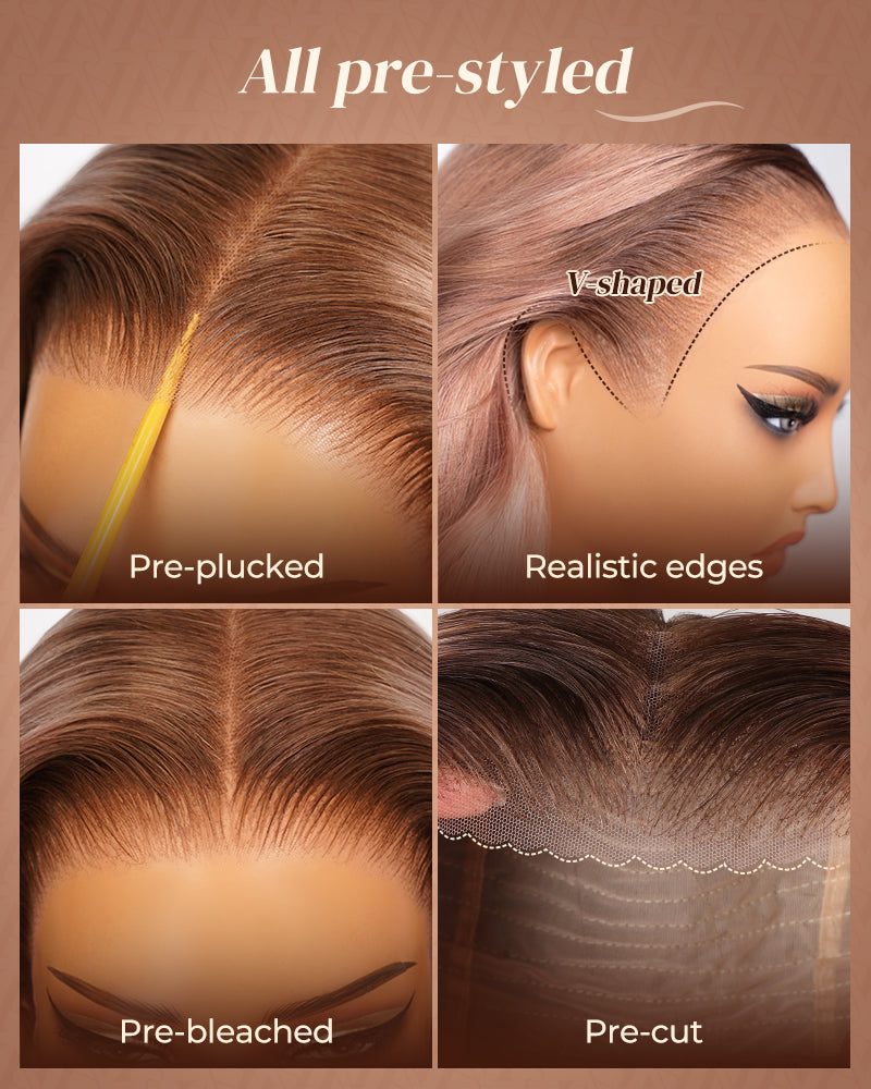 Arabella 13x6 Three-Go™ Rosy Pink Ombre Blonde Glueless Wig Loose Body Wave With Drawstring 100% Human Hair Wig