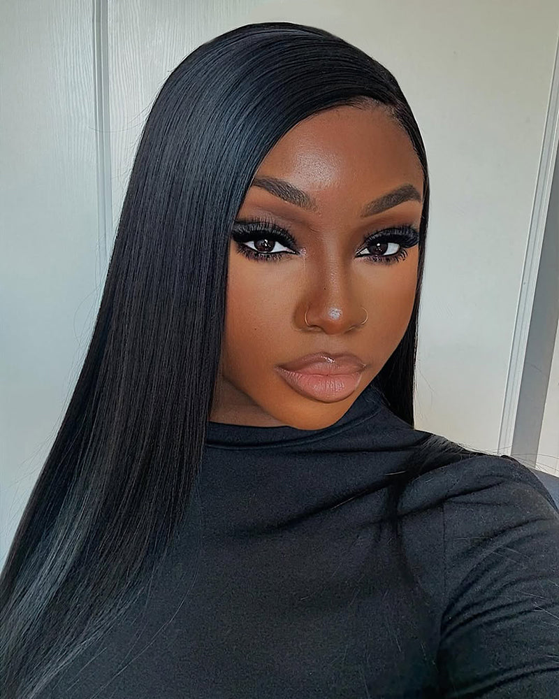 Arabella 6x5 Invisible Knots &amp; 13x4 Frontal Lace Straight Wig Pre-cut Lace Natural Black Beginner Friendly