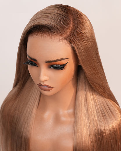 Arabella 6x5 invisible knots Glueless Milk Tea Brown Ombre Straight Wig Pre-cut Lace Beginner Friendly